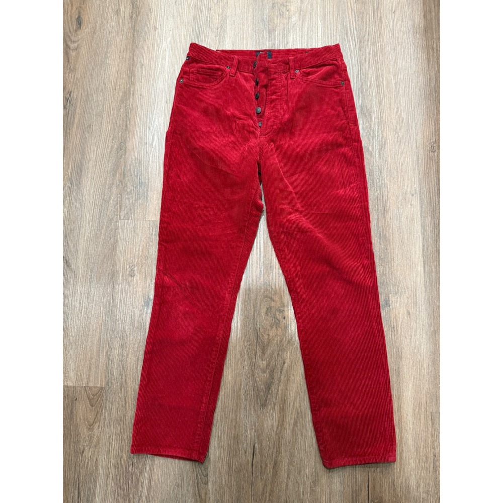 Citizens of Humanity Olivia Petite High Rise Slim Ankle Red Corduroy Pants 29